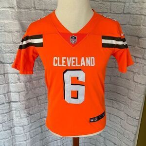 Cleveland Browns Men L Baker Mayfield Number 6 vneck short sleeve orange jersey